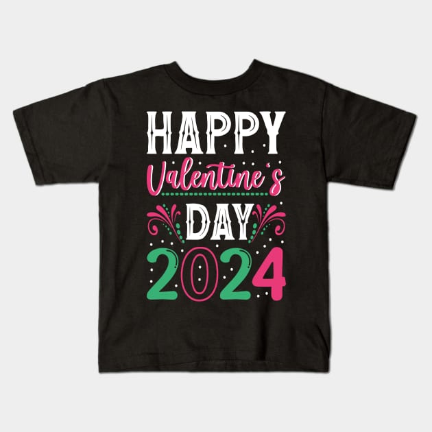 Happy Valentine Day 2024 Kids T-Shirt by rhazi mode plagget